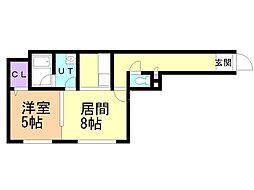 キートス美園 1LDKの間取図画像