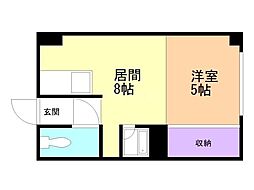 レジデンスいちい ワンルームの間取図画像