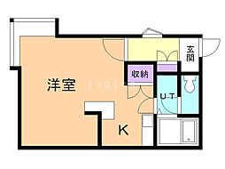 ノースシティ東札幌 1Kの間取図画像