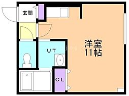 coffret(コフレ)平和通6 1Kの間取図画像