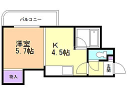 オルセー栄通 1Kの間取図画像