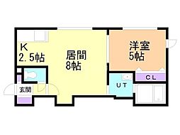 ラ・ヴェスタ白石 1LDKの間取図画像