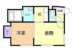 アンダンテ 1DKの間取図画像