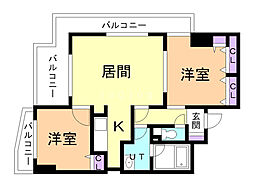 ガーネットハイツ菊水 2LDKの間取図画像