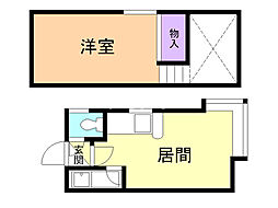 クリフトン・テラスA ワンルームの間取図画像
