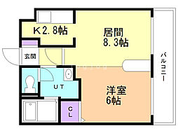 フローレンス白石 1LDKの間取図画像