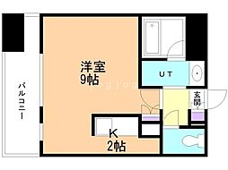 プレジデント豊平 1Kの間取図画像