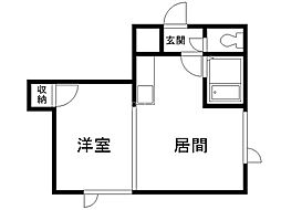 キラメック白石3号館 1LDKの間取図画像