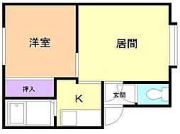 アーバン北郷 1LDKの間取図画像