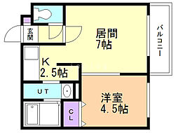 ペルージュ菊水 1LDKの間取図画像