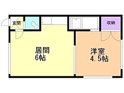 プロムナードハイム 1DKの間取図画像