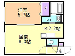 フリーダムコート栄通16 1LDKの間取図画像