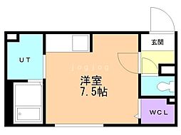 Maison Kamuy 本郷通  月 ワンルームの間取図画像