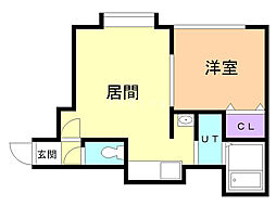 コンフォート平和 1LDKの間取図画像
