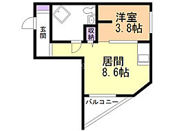 フレンズ本通南 1LDKの間取図画像