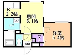 エクセル本通 1LDKの間取図画像
