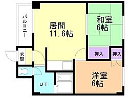 コーポラス河合 2LDKの間取図画像