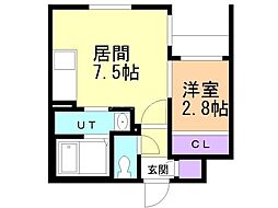 札幌市白石区南郷通7丁目南マンション 1LDKの間取図画像