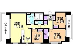 ダイアパレス札幌東アクティオ 3LDKの間取図画像