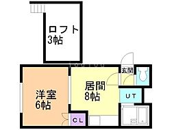 スカイブルーK 1LDKの間取図画像