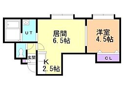ジュピター1 1LDKの間取図画像