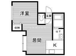 ルーエンハイム北郷 1LDKの間取図画像
