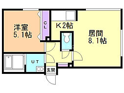 メゾン・ド・口ゼ白石 1LDKの間取図画像