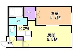 ルミエール栄通10 1LDKの間取図画像