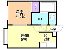 サウスステージ南郷 1LDKの間取図画像