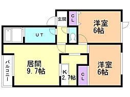ユーフォリアB 2LDKの間取図画像