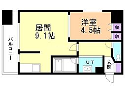 プレジデント豊平 1LDKの間取図画像