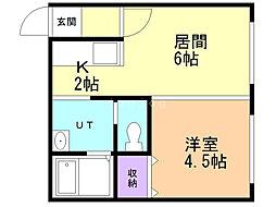 リージェンツ・パーク 1DKの間取図画像