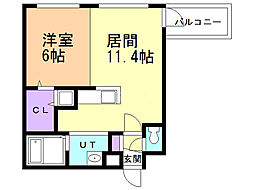 モルティーニ東札幌 1LDKの間取図画像