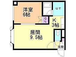 セトル菊水 1LDKの間取図画像