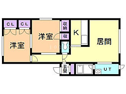 アムール 2LDKの間取図画像