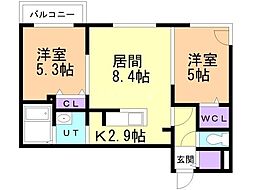 RAFFINATO南郷通 2LDKの間取図画像