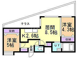 ラヴィベール 2LDKの間取図画像