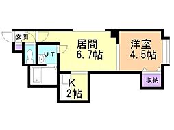 エクエス月寒 1LDKの間取図画像