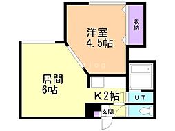 クレボヌール 1DKの間取図画像