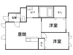 グランヴィラ1 2LDKの間取図画像