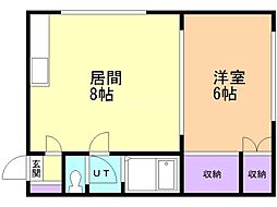 グラムパレス 1LDKの間取図画像