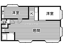 シャレード藤B 2LDKの間取図画像