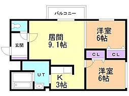 southnana 2LDKの間取図画像