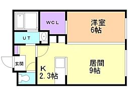 フォレスト南郷 1LDKの間取図画像