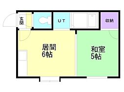 ソレイユ・ 1DKの間取図画像