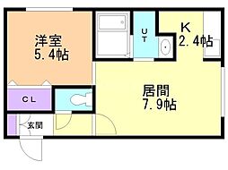 グランメール南郷通11 1LDKの間取図画像