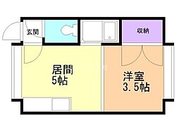 サテライト白石 1DKの間取図画像