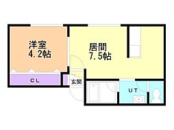 アイビーパレス34 1DKの間取図画像