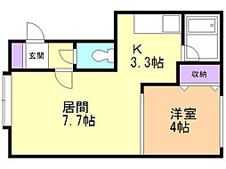 メゾンクレール 1LDKの間取図画像