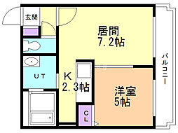 カルムハピネス南郷 1LDKの間取図画像